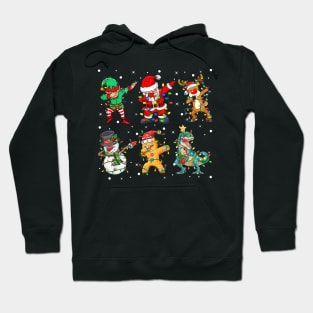 Dabbing Dab Santa Elf Dinosaur T-rex Friends Christmas Lights Hoodie